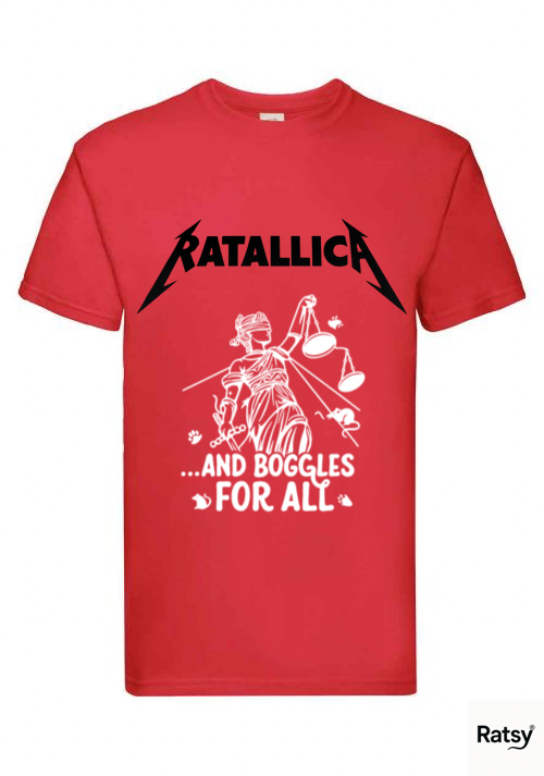 Ratallica Boggles Band T-Shirt (Metallica and Justice for all Parody)