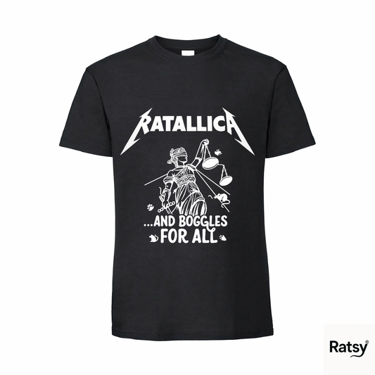 Ratallica Boggles Band T-Shirt (Metallica and Justice for all Parody)
